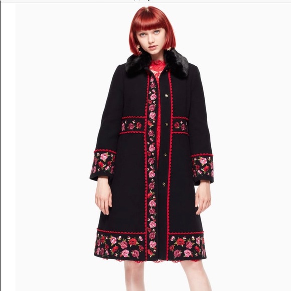 Kate Spade Madison Ave Coat Flower Floral Lanni - Picture 2 of 8